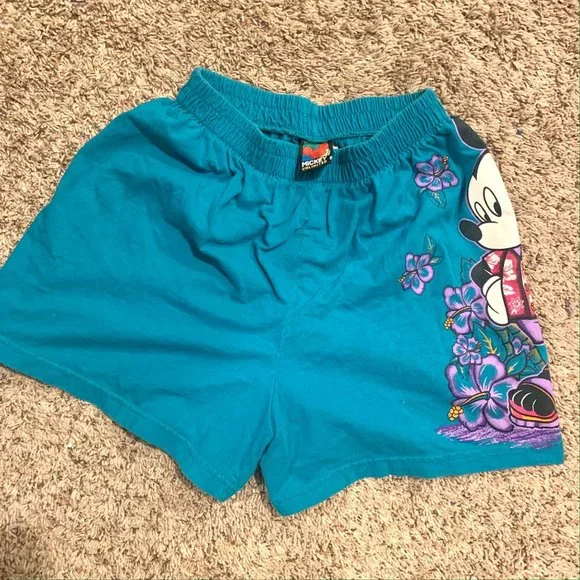 1980s Mickey Mouse Disney Teal Jerry leigh Cotton Elastic Shots - Picture 2 of 6